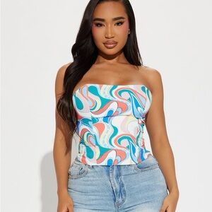 Colorful Strapless Women's Top